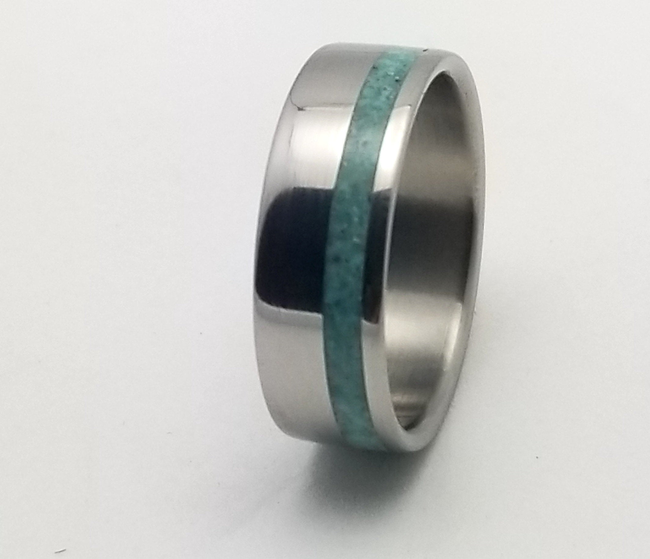 Titanium and Turquoise Wedding Band