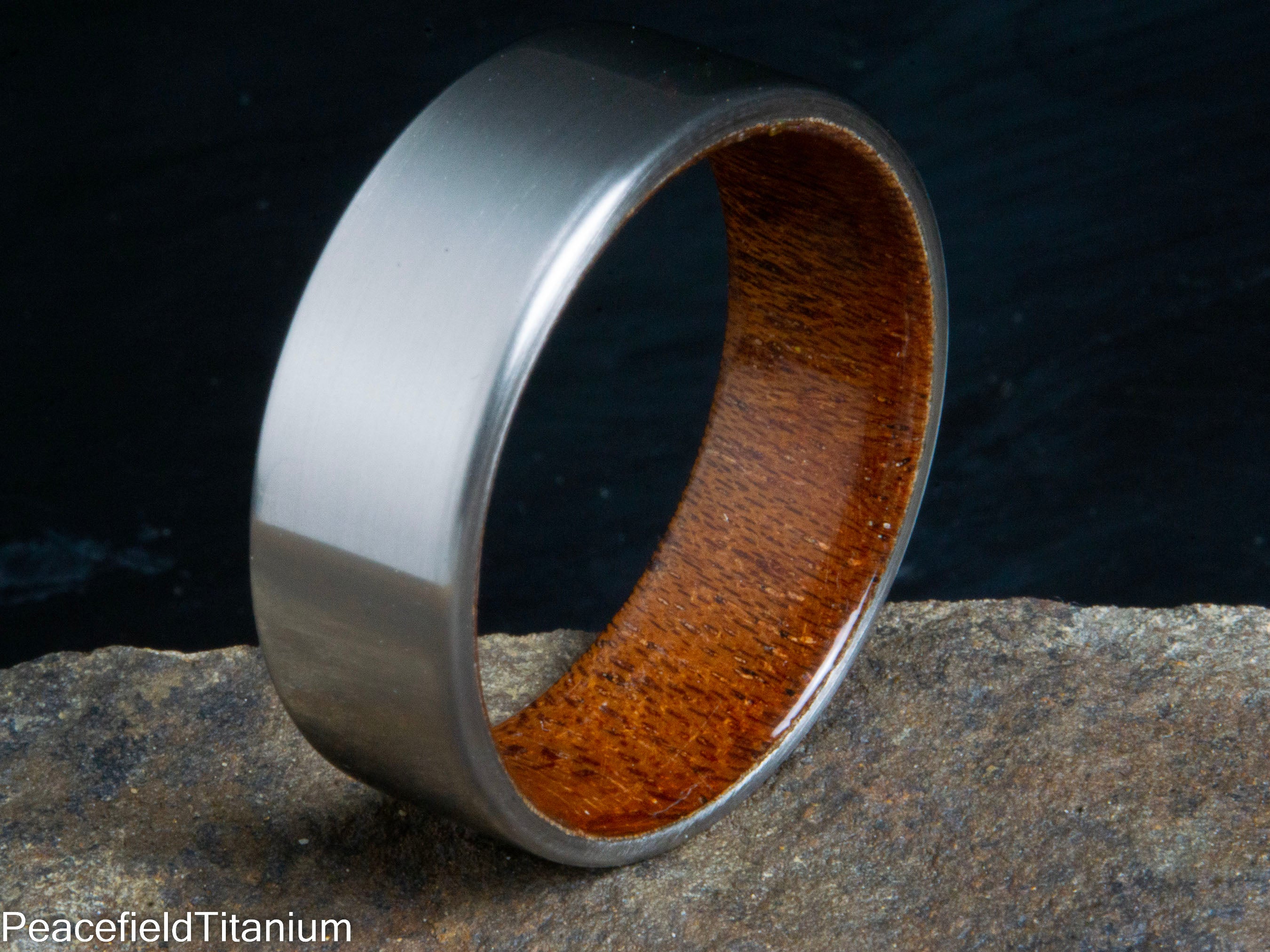 "The Pagosa" Men's Mahogany wood and Titanium ring