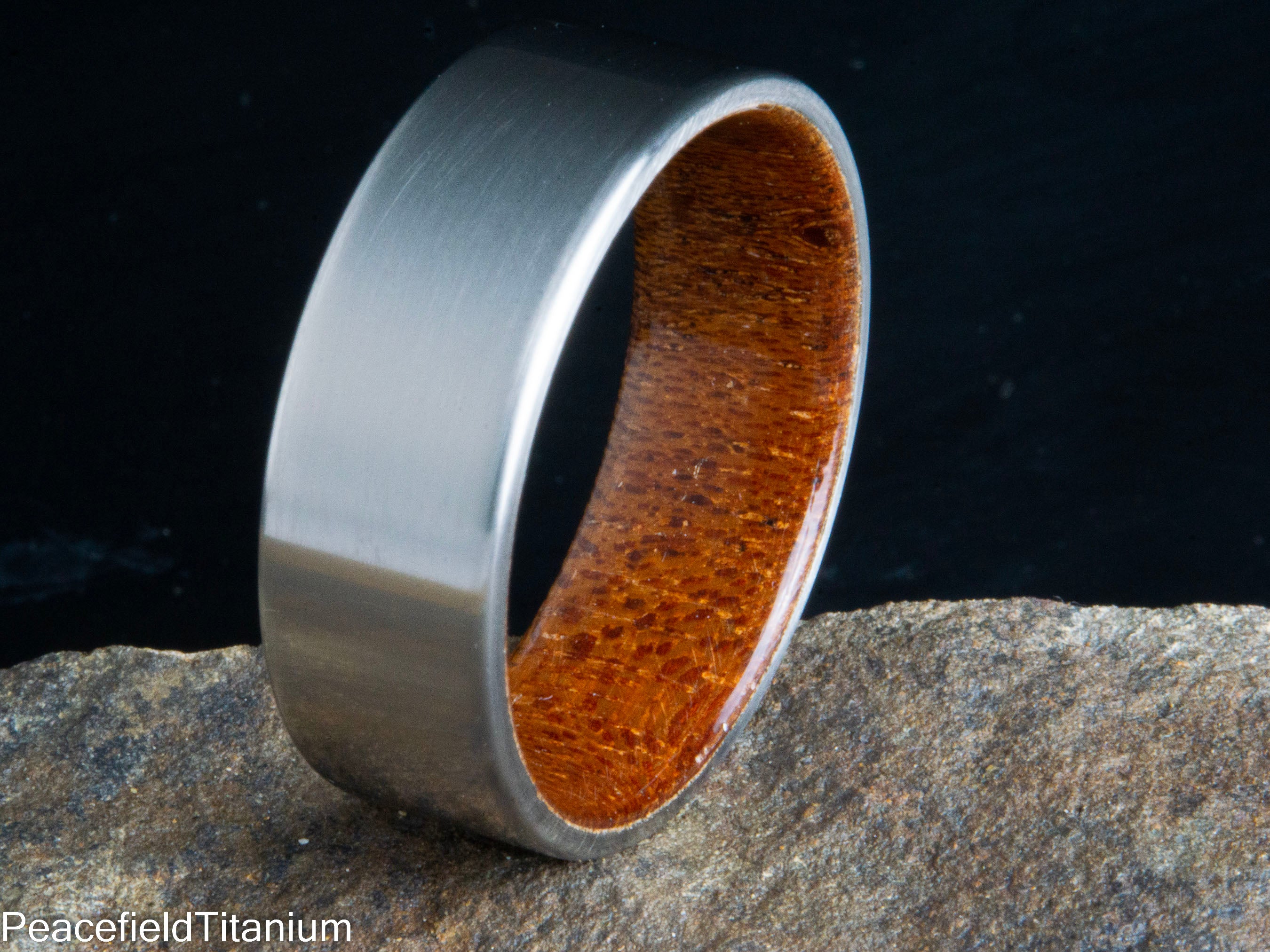 "The Pagosa" Men's Mahogany wood and Titanium ring