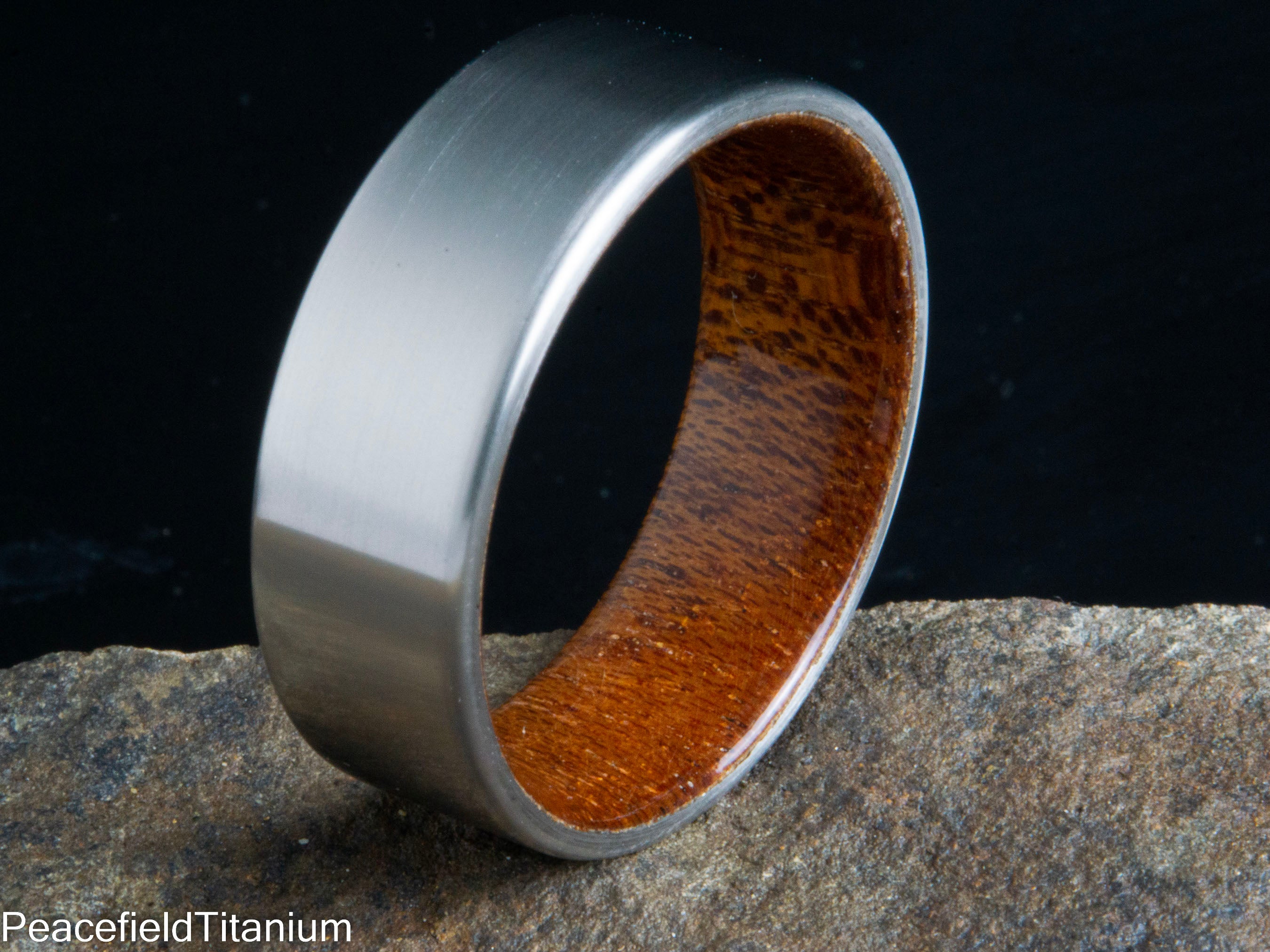 "The Pagosa" Men's Mahogany wood and Titanium ring