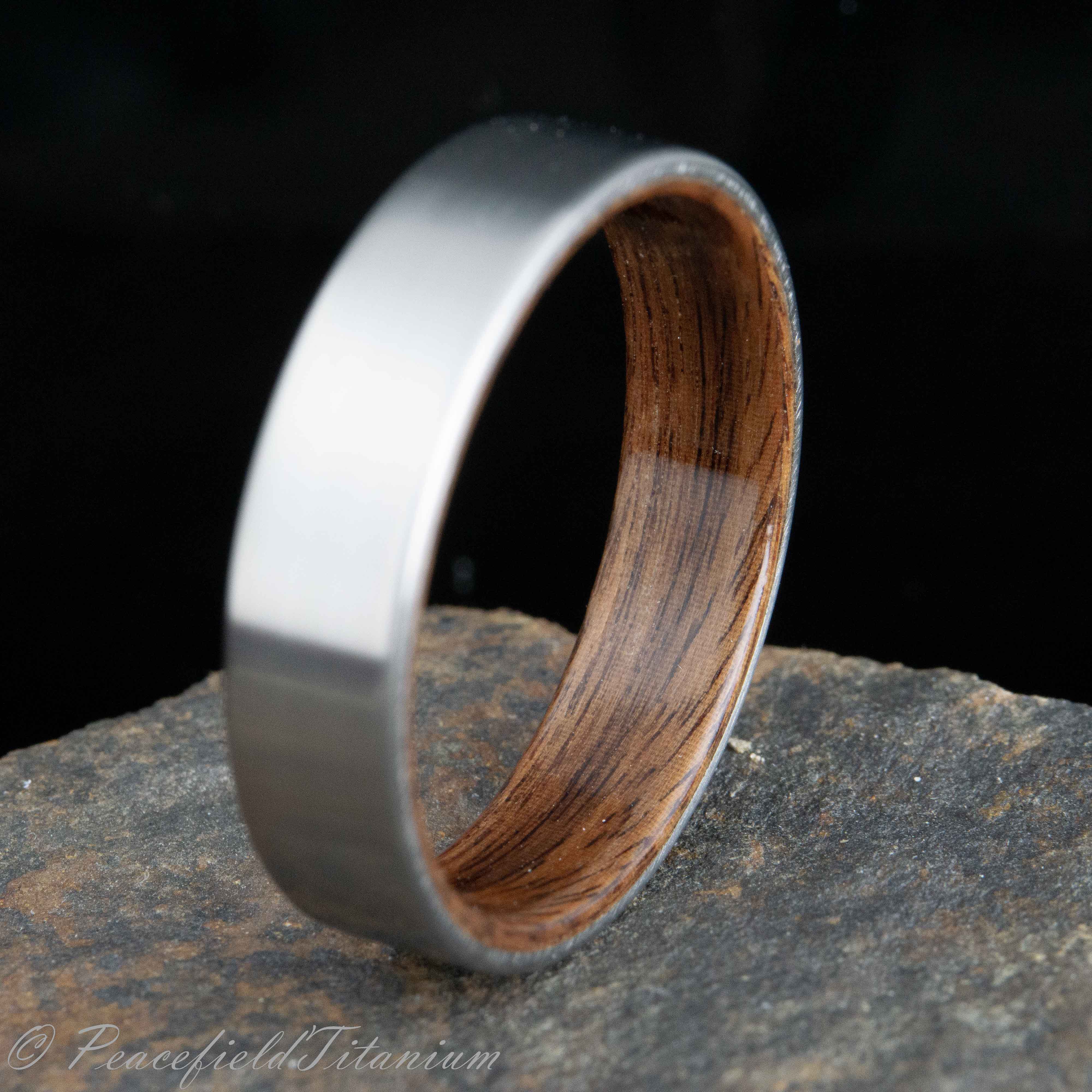 Rosewood ring with satin titanium