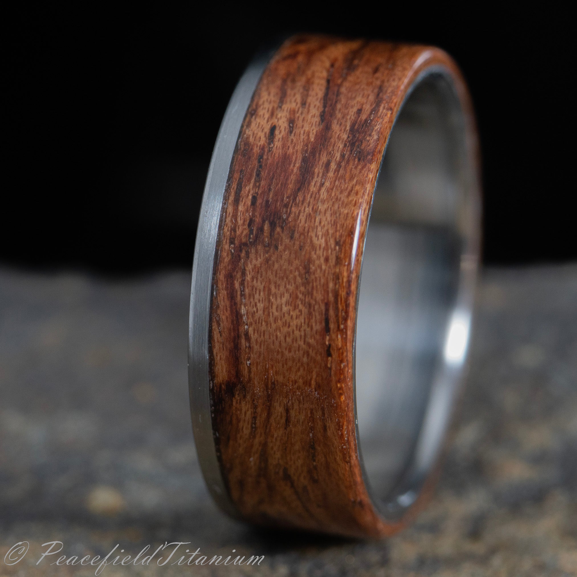 Men's wooden wedding ring, wood and titanium ring