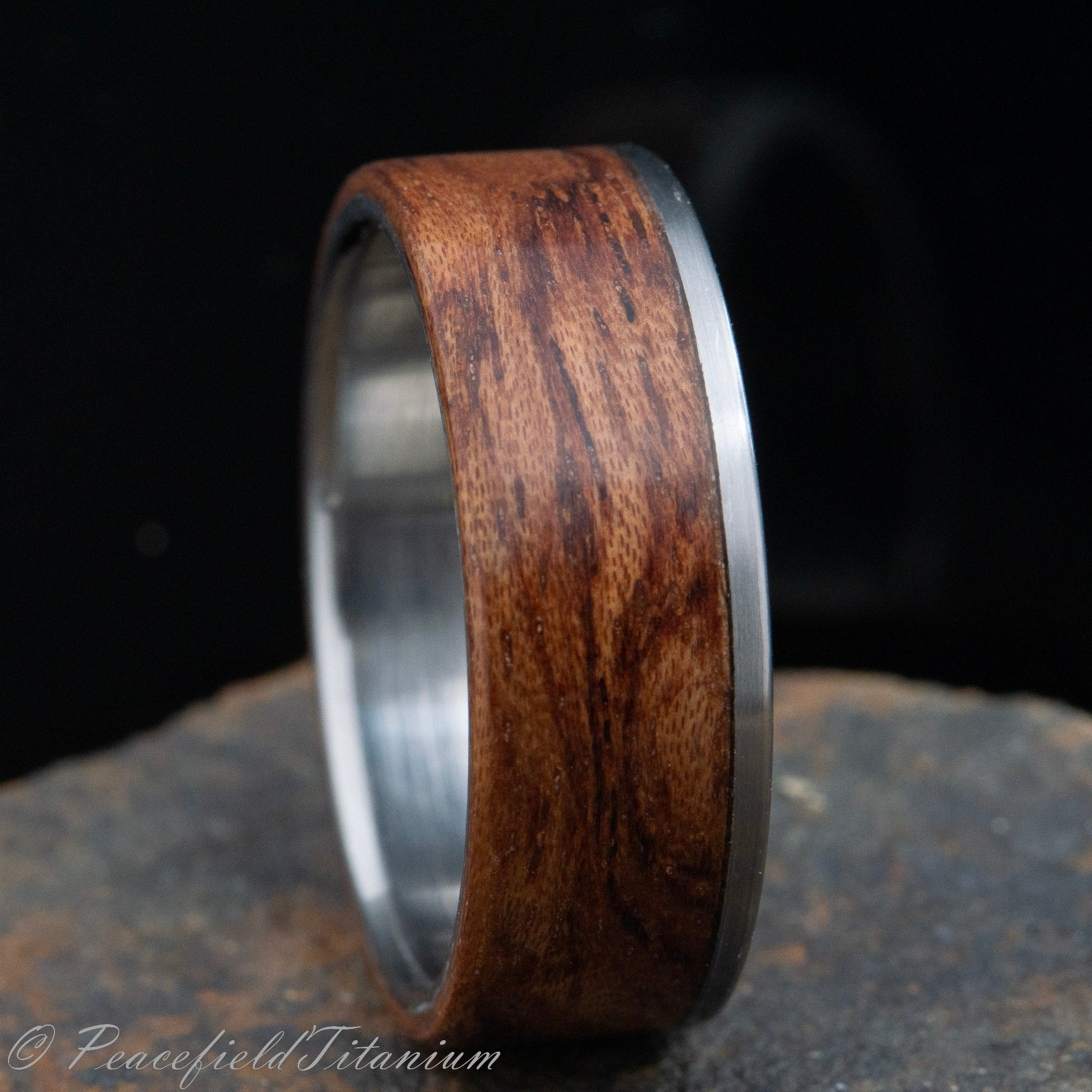 "Sedona sunset" Men's titanium and bubinga wooden wedding ring