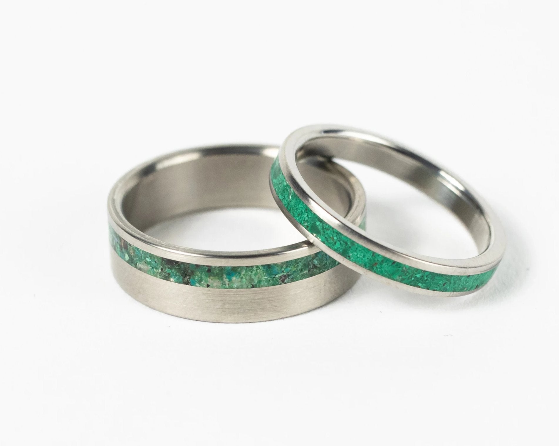 Malachite Wedding Band Set