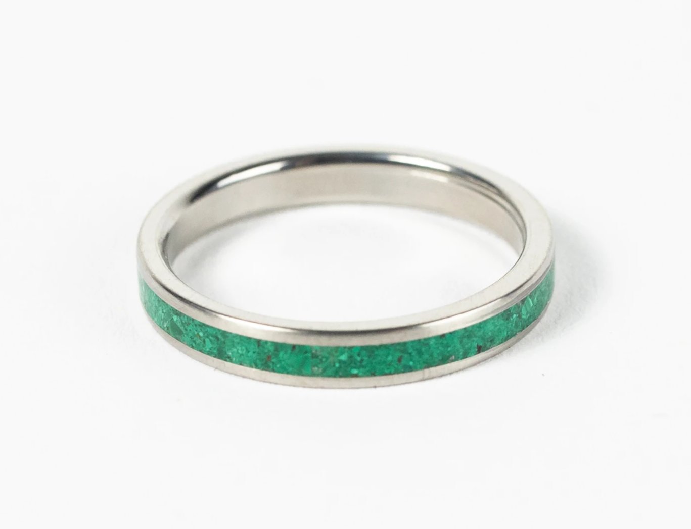 Womens Titanium Band with Malachite Inlay